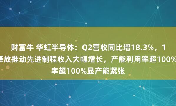 财富牛 华虹半导体：Q2营收同比增18.3%，12英寸产能释放推动先进制程收入大幅增长，产能利用率超100%显产能紧张