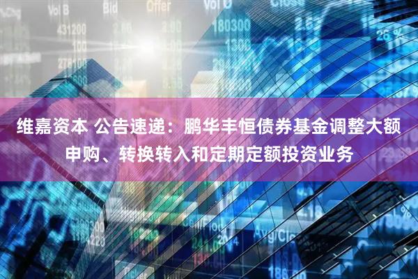 维嘉资本 公告速递：鹏华丰恒债券基金调整大额申购、转换转入和定期定额投资业务